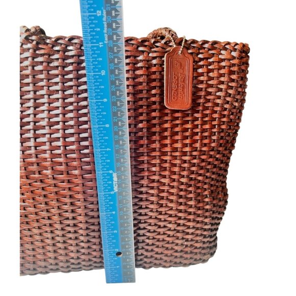 Balentin Lorenzo Handwoven Leather Tote Bag With Logo Accents & Long Handles - Picture 11 of 13